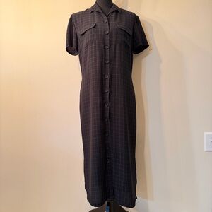 Country Shop Women’s 8 Elegant‎ Black Checkered Maxi Dress USA Made Vintage 90s